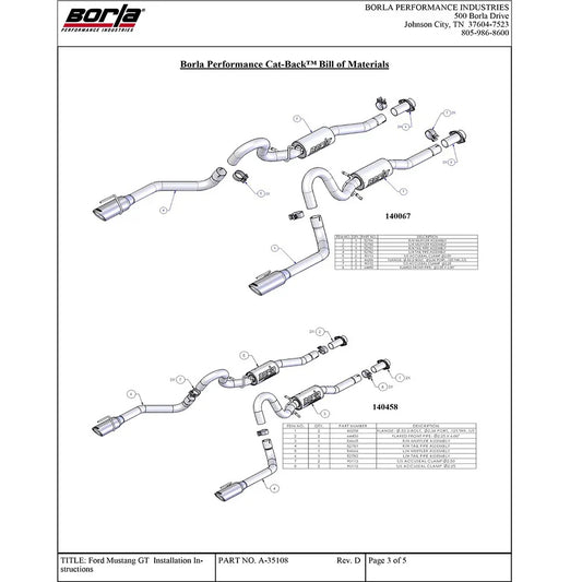 Borla 99-04 Ford Mustang 4.6L V8 Catback Exhaust