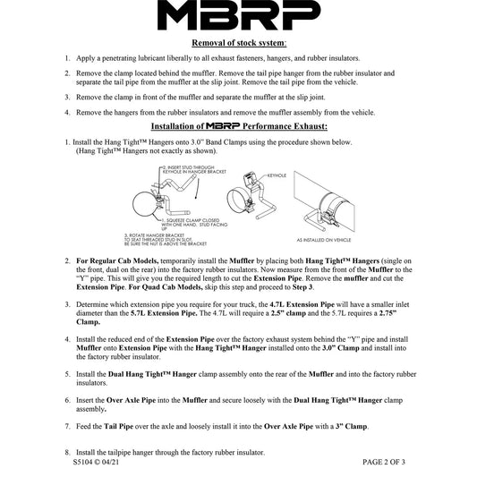 MBRP 2004-2005 Dodge Ram Hemi 1500 5.7L SC/CC-SB Cat Back Single Side