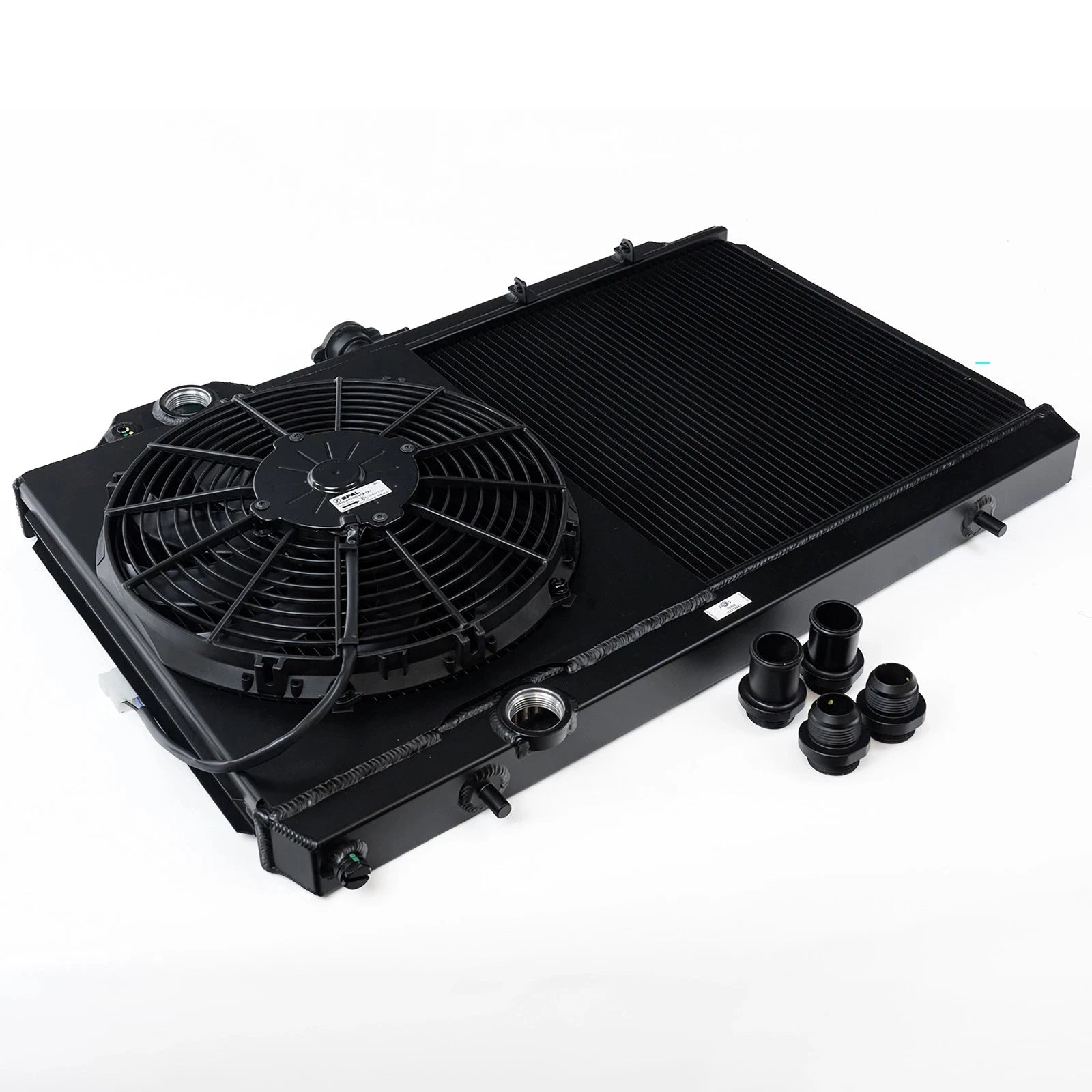 CSF 01-07 Mitsubishi Evo 7/8/9 Full-Slim Radiator w/12in Fan & Shroud/-16AN - Black