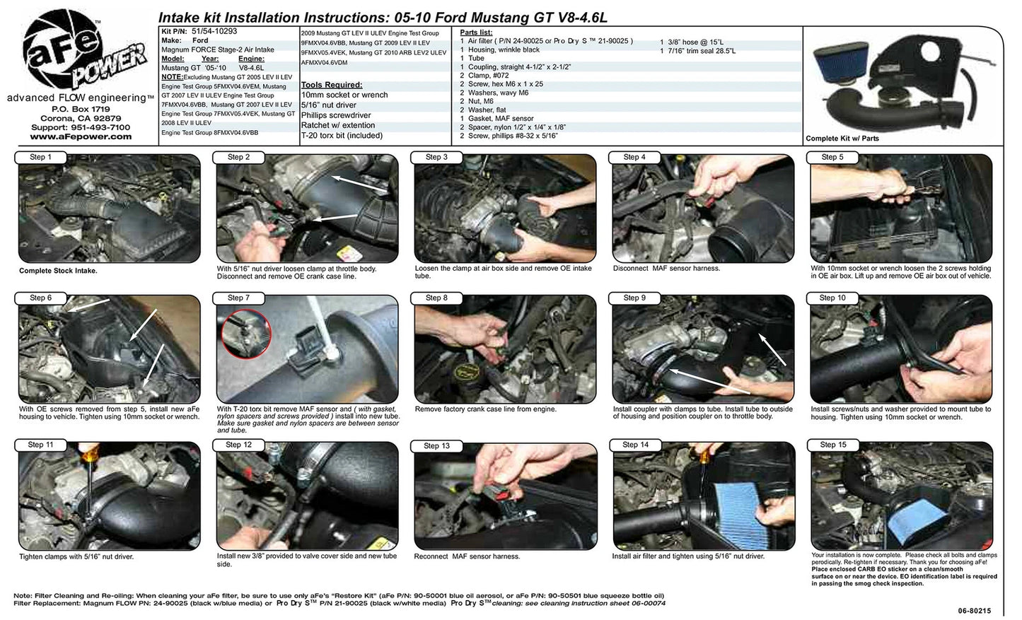 aFe MagnumFORCE Intakes Stage-2 P5R AIS P5R Ford Mustang 05-09 V8-4.6L w/o Cover