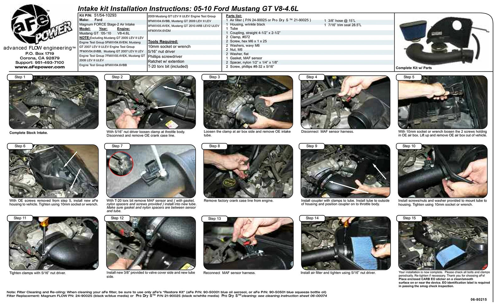 aFe MagnumFORCE Intakes Stage-2 P5R AIS P5R Ford Mustang 05-09 V8-4.6L w/o Cover