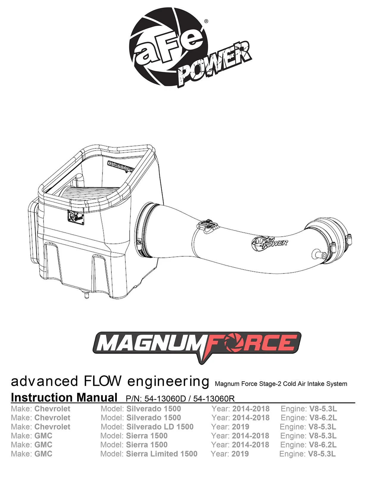 aFe MagnumFORCE Intake Stage-2 Pro 5R 14-19 GM Silverado/Sierra 1500 V8-5.3/6.2L