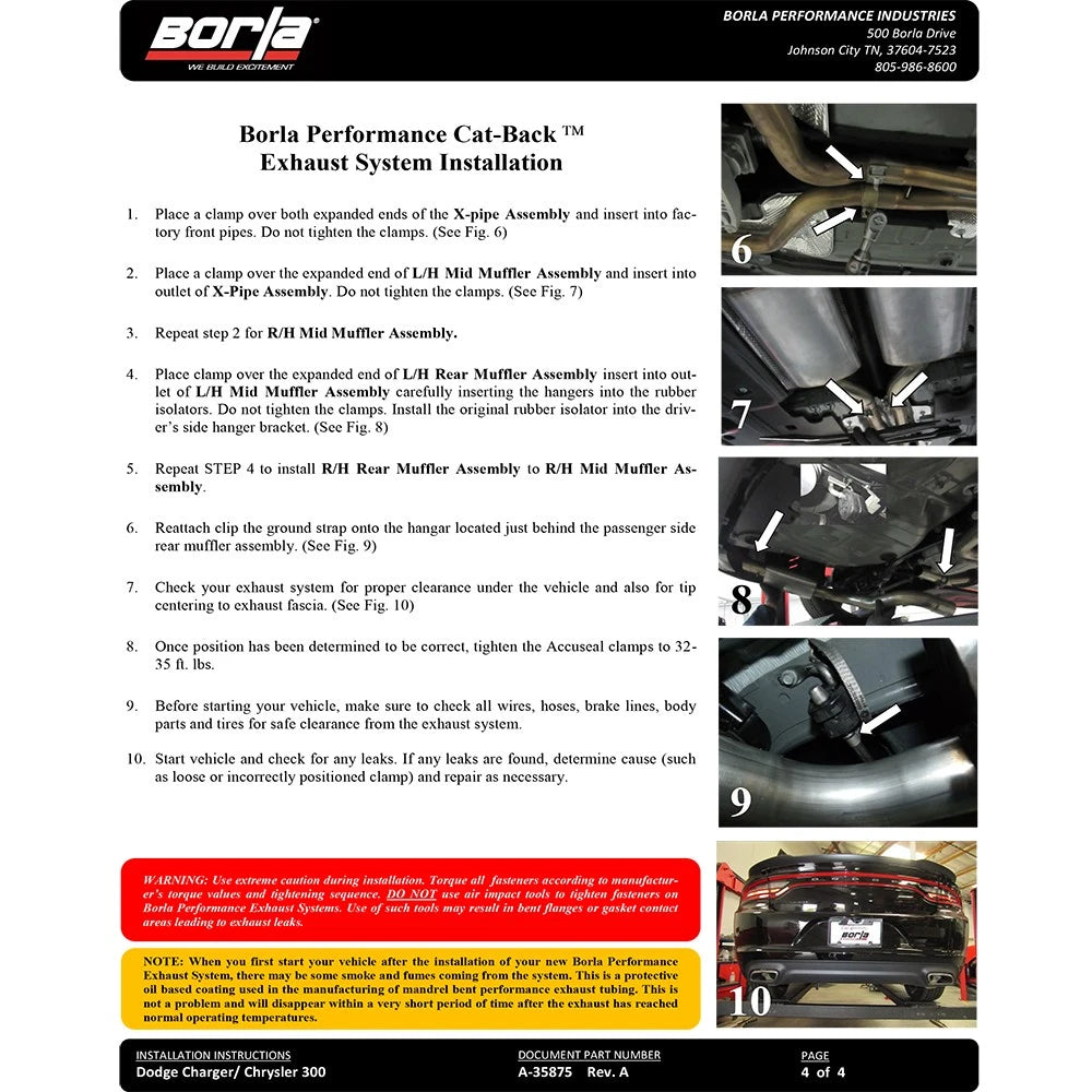 Borla 15-16 Dodge Charger 3.6L V6 ATAK Cat Back Exhaust (Uses Factory Valence)