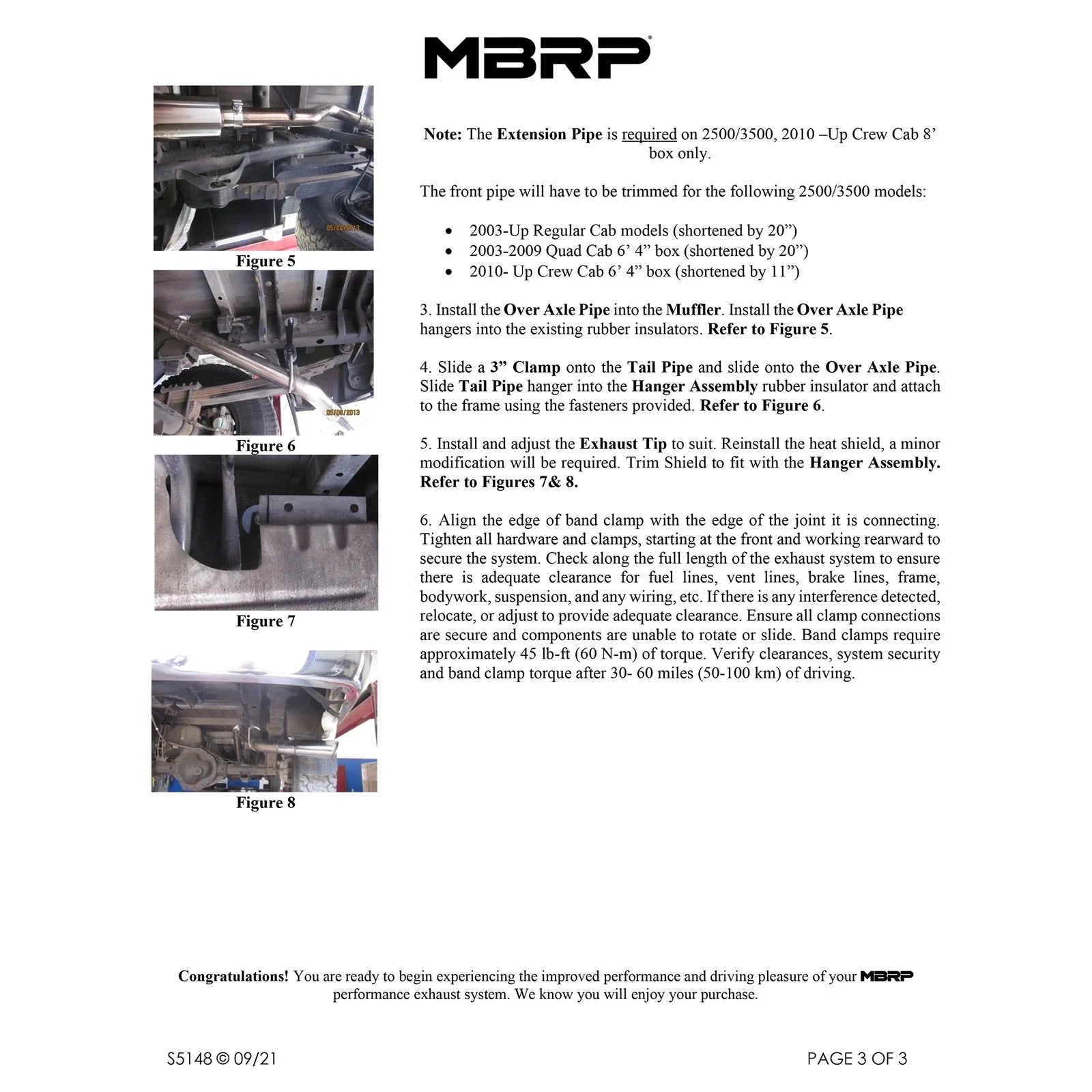 MBRP 06-08 Ram Hemi 1500 Mega Cab 5.7L / 03-13 Ram Hemi 2500/3500 5.7L T409 3in Cat Back Single Side