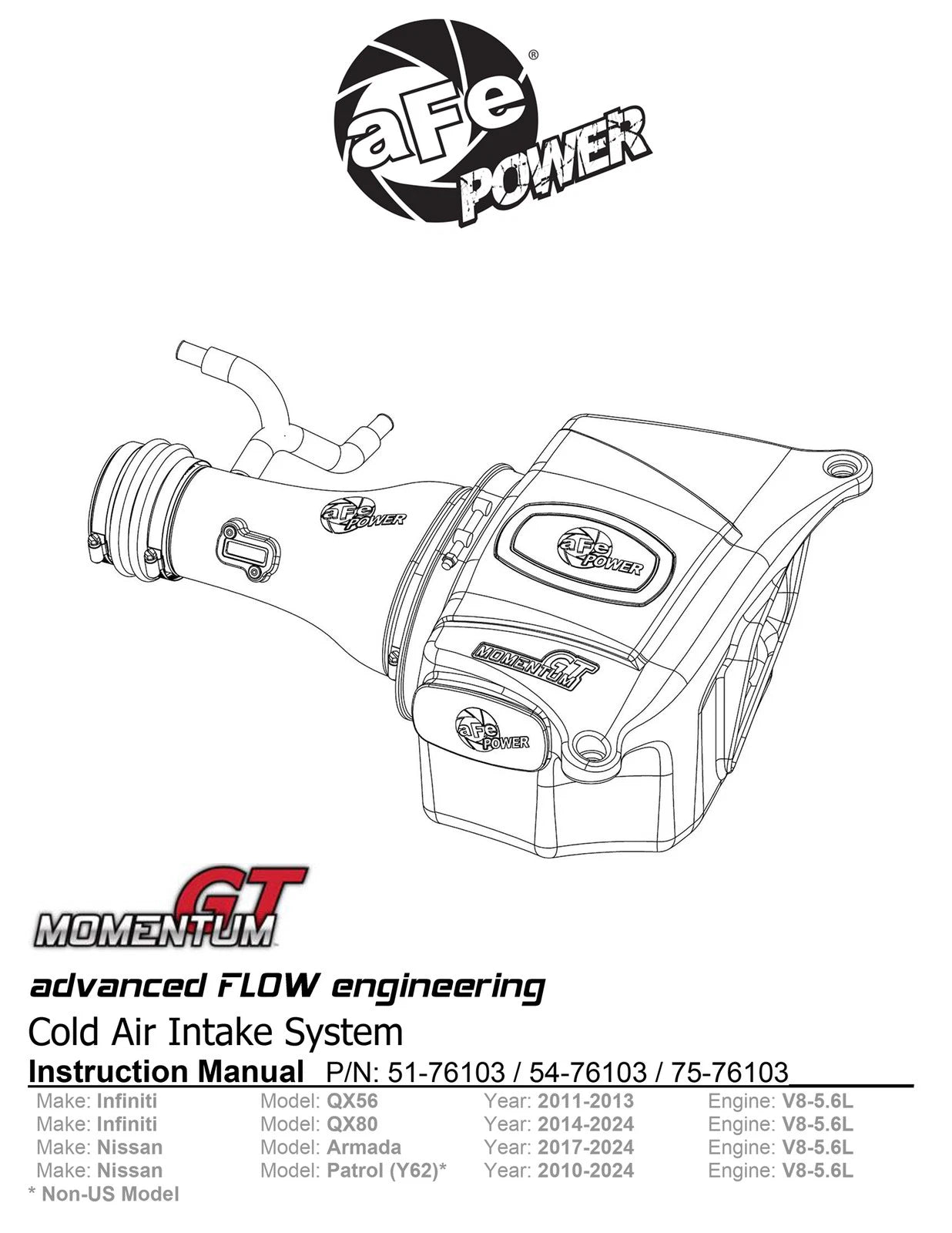aFe MagnumFORCE Intakes Pro 5 R 13-15 Nissan Patrol V8 5.6L
