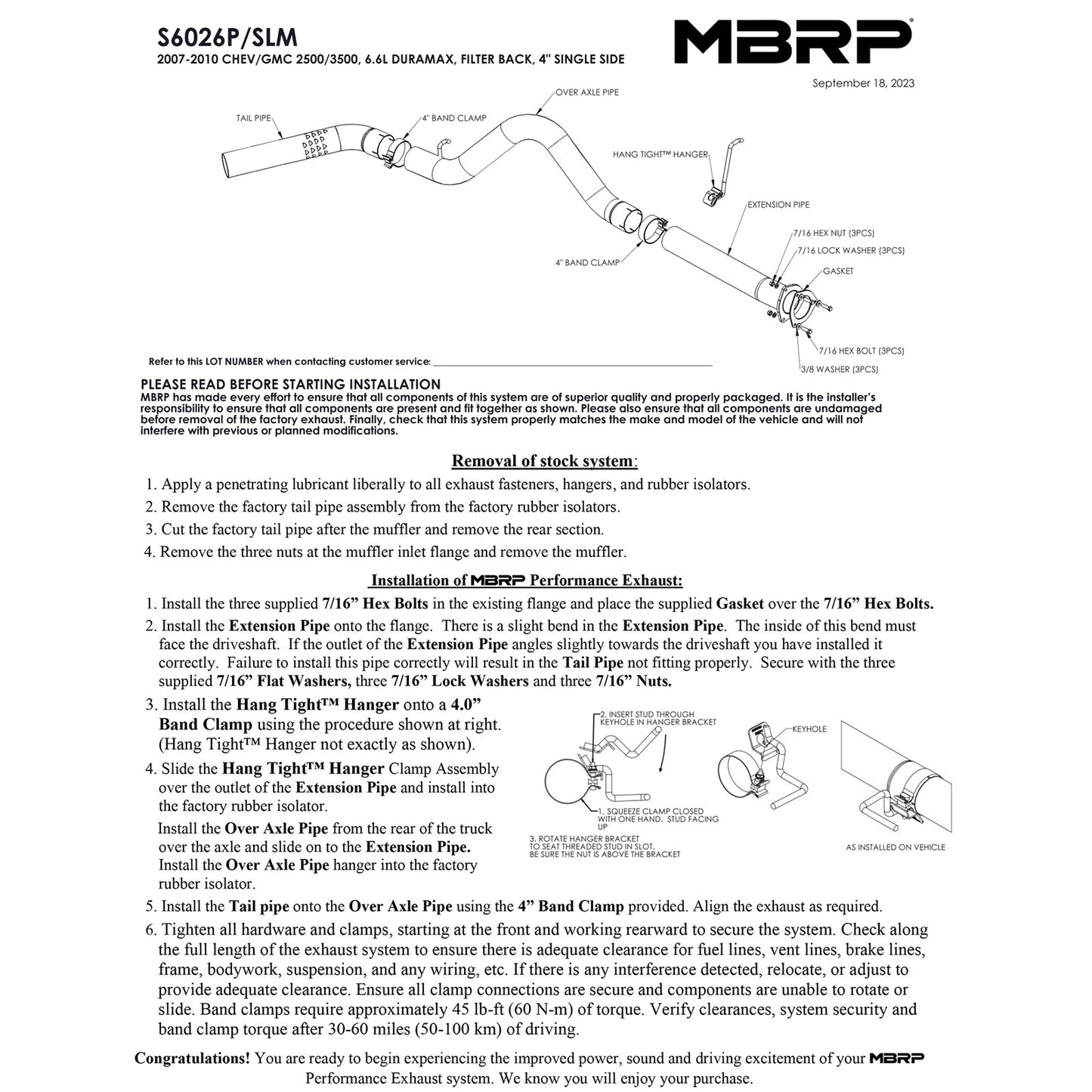 MBRP 2007-2009 Chev/GMC 2500/3500 Duramax All LMM Filter Back P Series Exhaust System