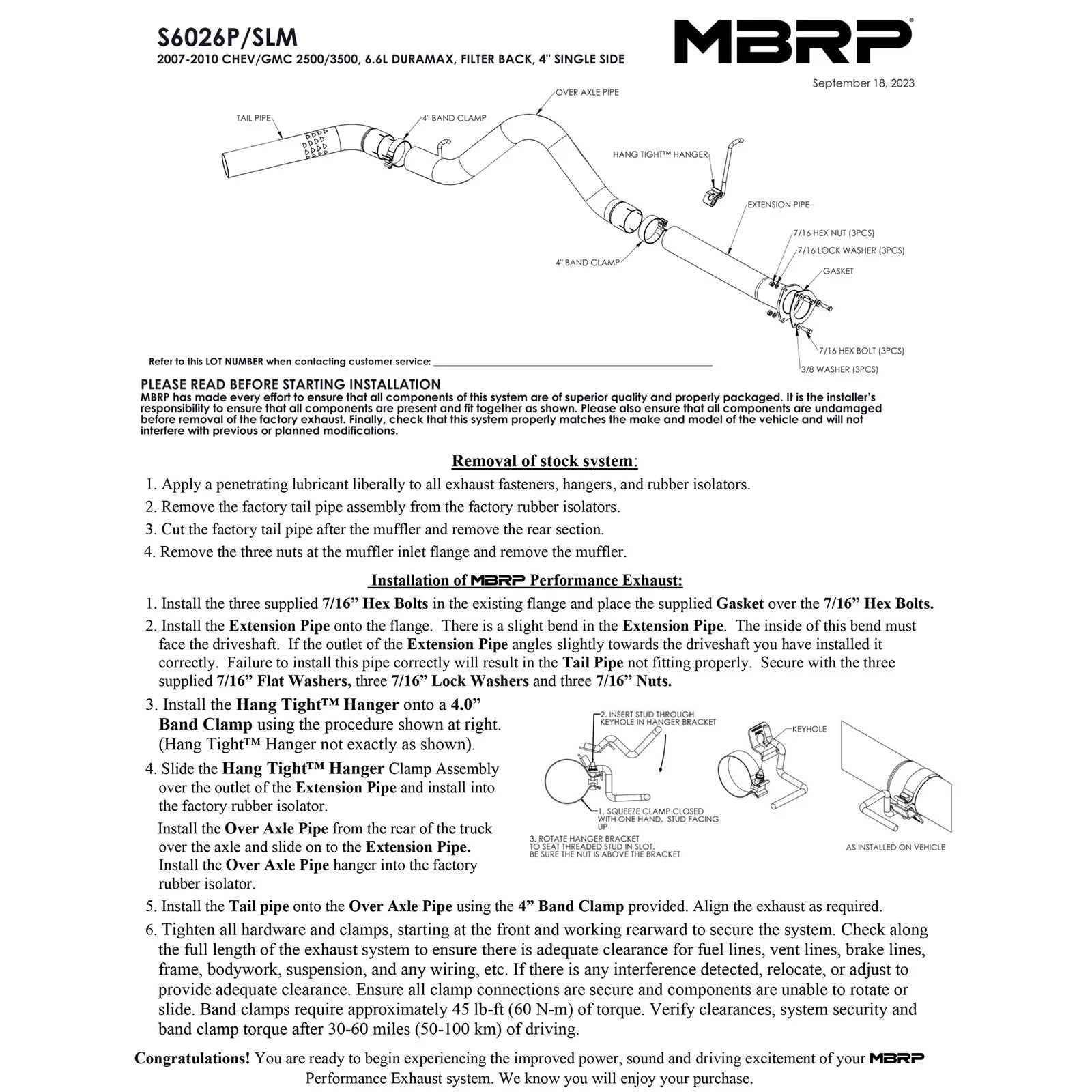 MBRP 2007-2009 Chev/GMC 2500/3500 Duramax All LMM Filter Back P Series Exhaust System