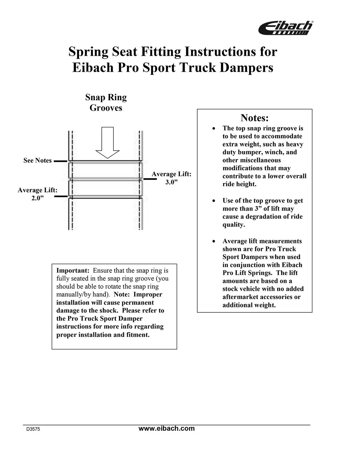 Eibach Pro-Truck Lift Kit for 07-15 Toyota Tundra 2WD/4WD (Must Be Used w/ Pro-Truck Front Shocks)