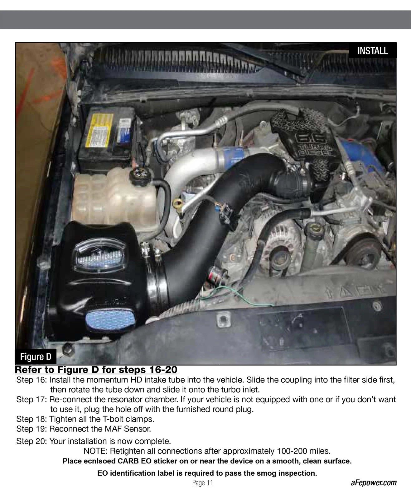 aFe Momentum HD PRO 10R Stage-2 Si Intake 01-04 GM Diesel Trucks V8-6.6L LB7
