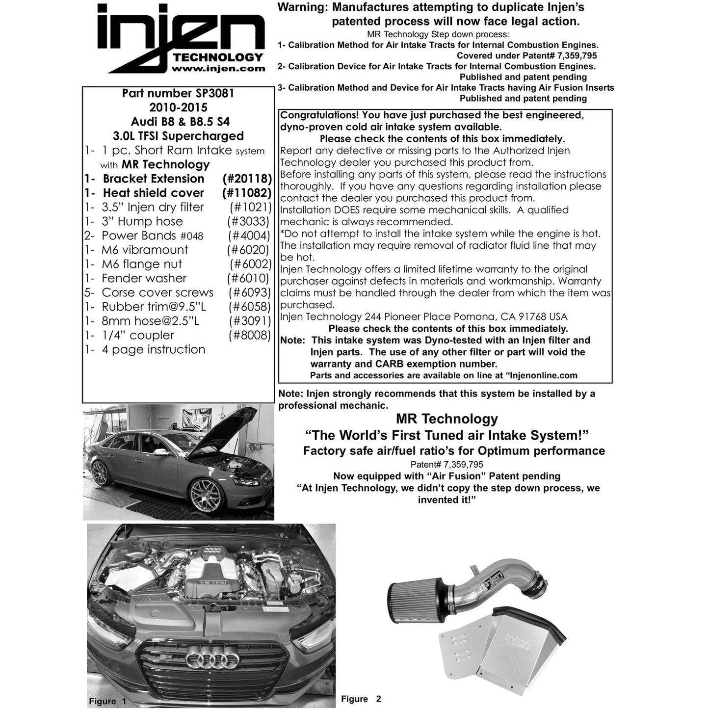 Injen 2015 Audi B8/S4 3.0L TFSI Supercharged Polished Short Ram Intake w/MR Technology & Heat Shield
