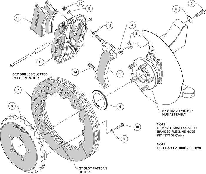 Wilwood Narrow Superlite 6R Front Hat Kit 12.88in Drill Red 2012-Up Toyota / Scion FRS w/ Lines