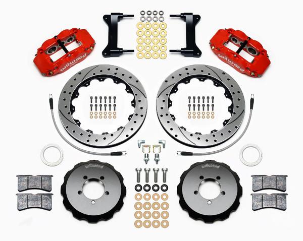 Wilwood Narrow Superlite 6R Front Hat Kit 12.88in Drill Red 2012-Up Toyota / Scion FRS w/ Lines
