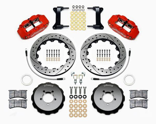 Wilwood Narrow Superlite 6R Front Hat Kit 12.88in Drill Red 2012-Up Toyota / Scion FRS w/ Lines